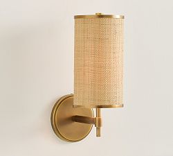 Andre Rattan Cylinder Sconce (14")