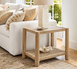 Bolinas Rectangular Woven Side Table (22")