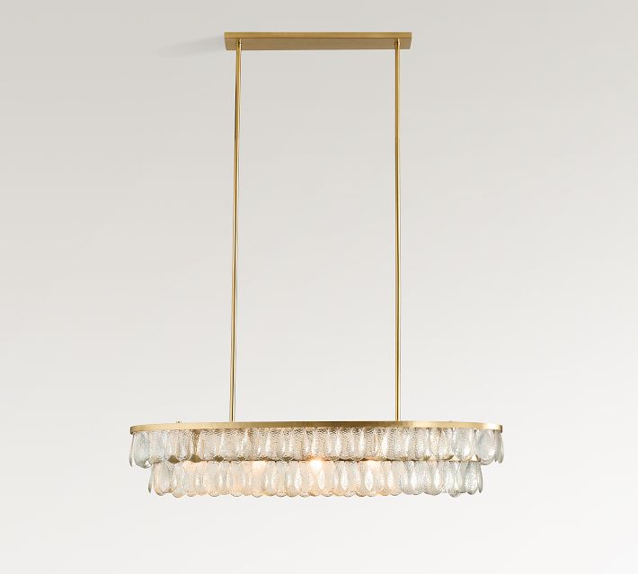 Pottery Barn ガラス/天井照明　① solene-glass-linear-chandelier