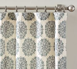 Open Box: Ulla Medallion Print Curtain, 50"W x 96"L - Blue Multi