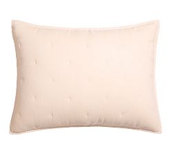 Open Box: Belgian Flax Linen Tufted Quilted Sham, Standard, Set of 2 - Soft Rose