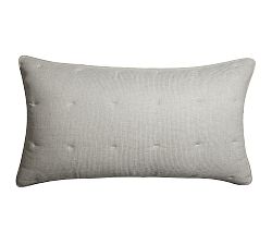 Open Box: European Flax Linen Tufted Waffle Comforter Sham, King, Set of 3 - Light Gray