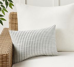 Open Box: Performance Petite Striped Outdoor Pillow, 14" x 20" - Charcoal