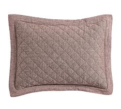Open Box: Belgian Flax Linen Diamond Quilted Sham, Standard, Set of 2 - Coffee