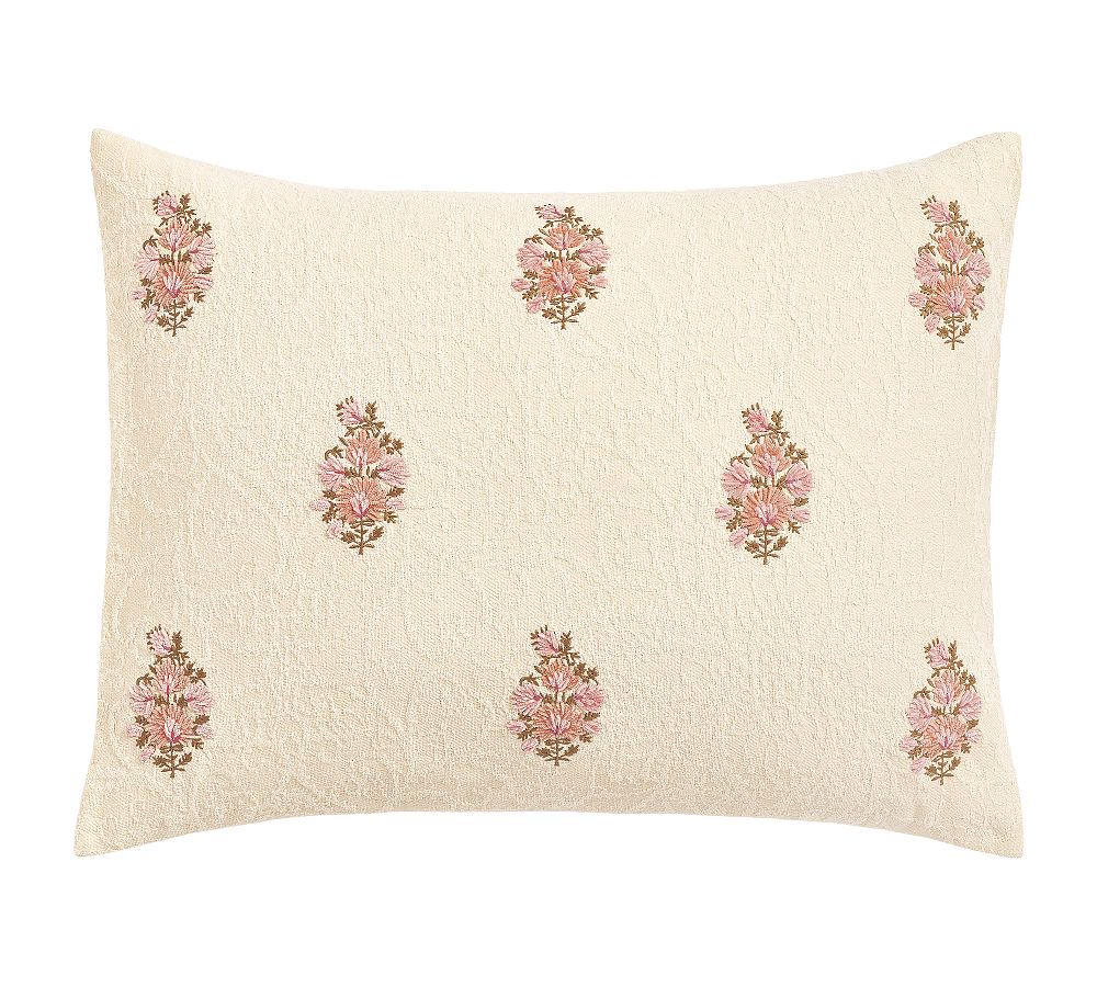 Maisie Embroidered Chenille Sham - Neutral/Pink, Standard