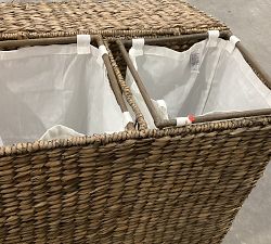 Open Box: Seagrass Handcrafted Divided Hamper -  Gray Wash