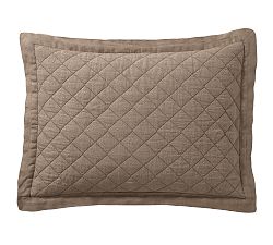 Open Box: Belgian Flax Linen Diamond Quilted Sham, Standard, Set of 2 - Café Noir