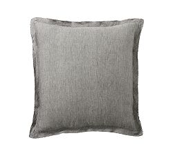 Open Box: Belgian Flax Linen Double Flange Sham, Euro, Set of 2 - Heathered Charcoal