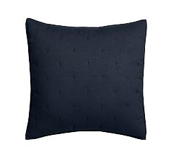 Open Box: Belgian Flax Linen Tufted Quilted Sham, Euro, Set of 3 - Midnight