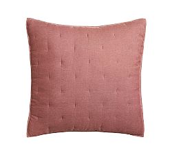 Open Box: Belgian Flax Linen Tufted Quilted Shams, Euro, Set of 3 - Rosewood