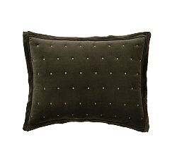Open Box: Velvet Tufted Quilted Shams, Standard, Set of 2 - Loden
