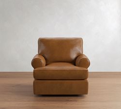 Buchanan Roll Arm Leather Swivel Chair