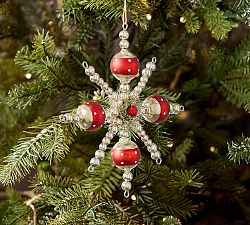 Vintage Glass Beaded Snowflake Ornament