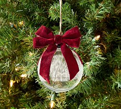 Etched Glass Ball With Bow