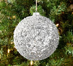 Oversized Silver Glitter Ornament
