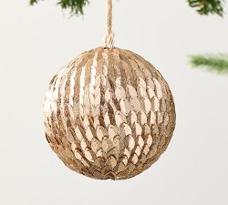 Antique Gold Sequin Ball Ornament