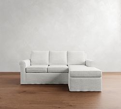 Cameron Roll Arm Slipcovered Reversible Chaise Sectional (88")