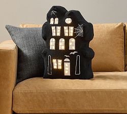 Light Up Haunted House Shaped Pillow