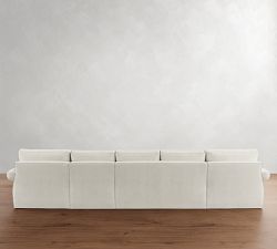 Pearce Roll Arm Slipcovered 4-Piece Double Chaise Sectional (166")