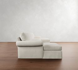 Pearce Roll Arm Slipcovered 4-Piece Double Chaise Sectional (166")