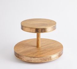 Mango Wood &amp; Copper Tiered Stand
