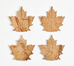 Maple Leaf Marble Coasters - Set of 4