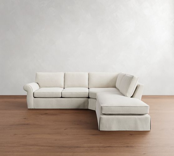 Pearce Roll Arm Slipcovered 3-Piece Bumper Sectional (122")