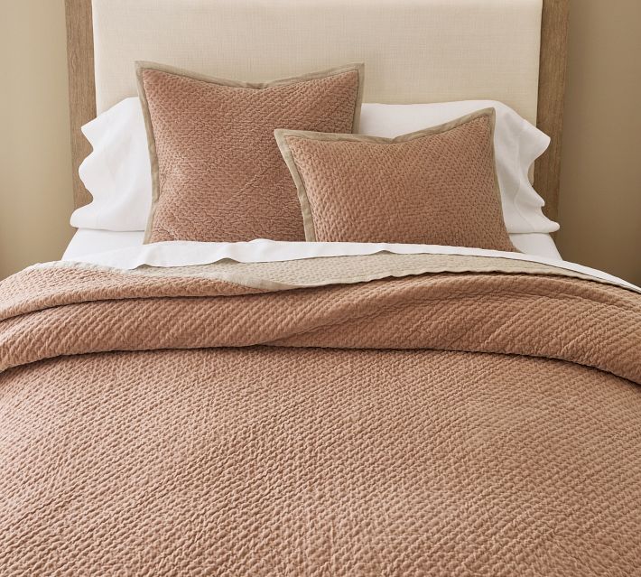 Cross Stitch Velvet Quilted Sham | Pottery Barn