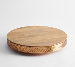 Mango Wood &amp; Copper Lazy Susan