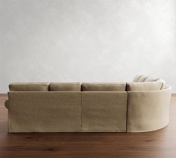 Buchanan Roll Arm Slipcovered 5-Piece Curved Wedge Sectional (164")