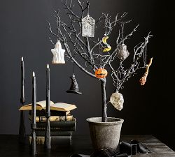 Faux Lit Black Potted Tree