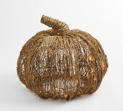 Lit Woven Pumpkin