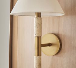 Sterling Travertine Shaded Sconce (19")