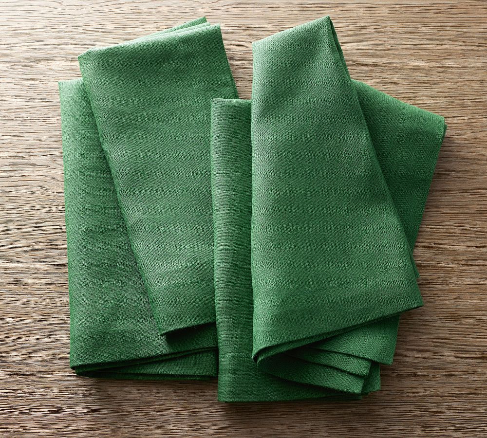 Mason Oversized Linen Napkins - Set of 4 - Set of 4 - Grass Green