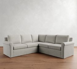 Cameron Modern Roll Arm Slipcovered 3-Piece L-Shaped Sectional (100")