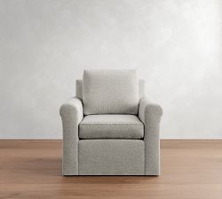 Cameron Modern Roll Arm Slipcovered Swivel Chair