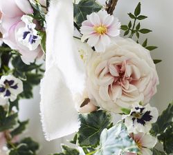 Faux Floral Bunny Shaped Wreath