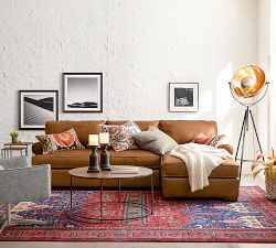 Townsend Roll Arm Leather Chaise Sectional (110&quot;)