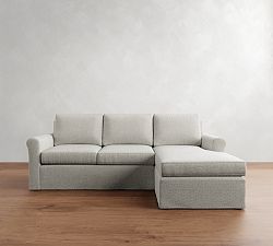 Cameron Modern Roll Arm Slipcovered Chaise Sectional (100")