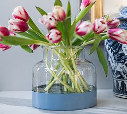 Handcrafted Color Block Vase and Tray Trio