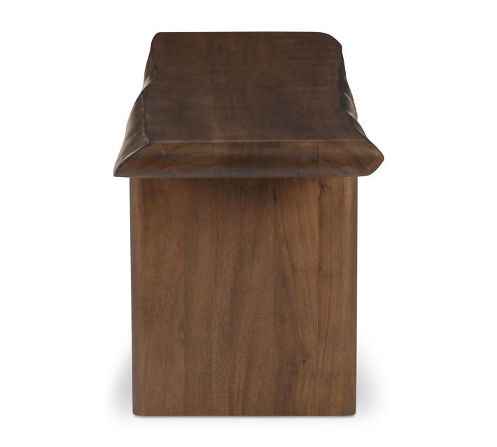 Front view of end cap seat with rounded corner and wood grain.