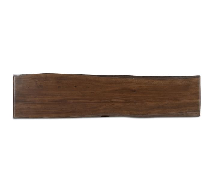 Long wooden back or headboard-like piece with slight curvature and rich wood grain.