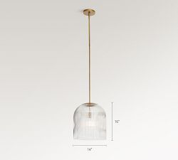 Cooper Ribbed Glass Pendant (10"-14")