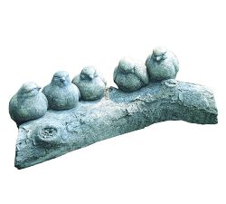 Handcrafted Cast Stone Birds on a Log Garden Object