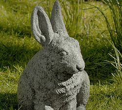 Handcrafted Cast Stone Perky Ears Rabbit Garden Object