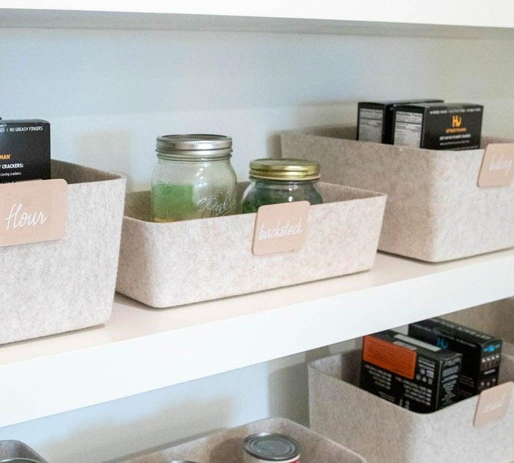 Felt Sculpted Bins with Clips - 9" x 12" x 6", Set of 3 - Sandstone