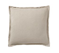 Open Box: Belgian Flax Linen Double Flange Sham, Euro Set of 3 - Warm Gray