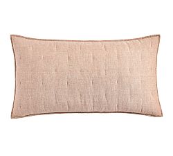 Open Box: Belgian Flax Linen Tufted Quilted Sham, Rosewood Blush, King, Set of 2