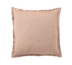 Open Box: Belgian Flax Linen Double Flange Sham, Euro, Set of 2 - Rosewood Blush