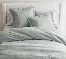 Open Box: Belgian Flax Linen Duvet Cover, Twin/Twin XL - Mineral Blue